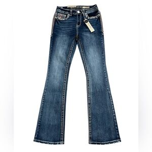 Sexy Couture Women's Rhinestone‎ Embellished Sequin Fit Boot Jeans 7 Junior NEW